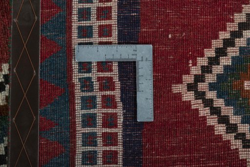 Close-up detail of 2000s Persian Gabbeh rug from Iran / Persia showing Wool weave
