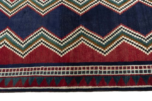 Close-up detail of 2000s Persian Gabbeh rug from Iran / Persia showing Wool weave