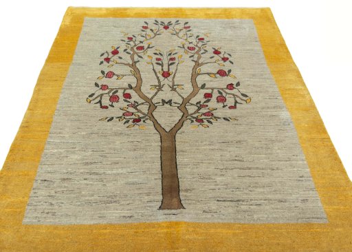 Surface texture of New Persian Gabbeh rug with natural Wool and intricate pattern