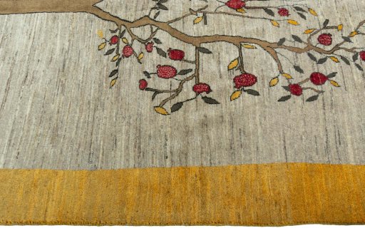 Close-up detail of New Persian Gabbeh rug from Iran / Persia showing Wool weave