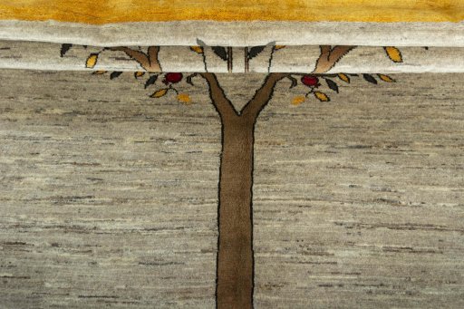 Full view of New Persian Gabbeh rug from Iran / Persia, 240 × 172 cm in Beige tones