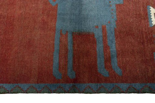 Close-up detail of 2000s Persian Gabbeh rug from Iran / Persia showing Wool weave