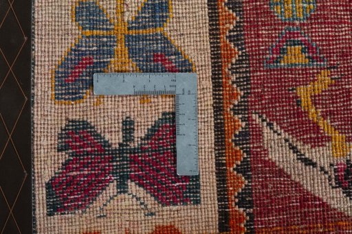 Close-up detail of 2000s Persian Gabbeh rug from Iran / Persia showing Wool weave