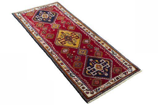 Close-up detail of 2000s Persian Gabbeh rug from Iran / Persia showing Wool weave