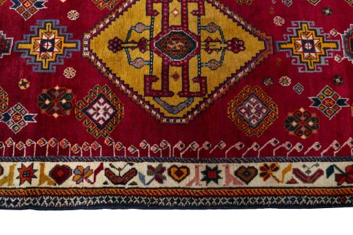 Close-up detail of 2000s Persian Gabbeh rug from Iran / Persia showing Wool weave