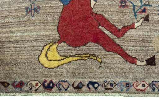 Central medallion detail of 2000s Persian Gabbeh rug from Iran / Persia