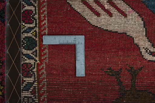 Close-up detail of 2000s Persian Gabbeh rug from Iran / Persia showing Wool weave