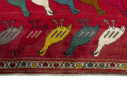 Central medallion detail of 2000s Persian Gabbeh rug from Iran / Persia