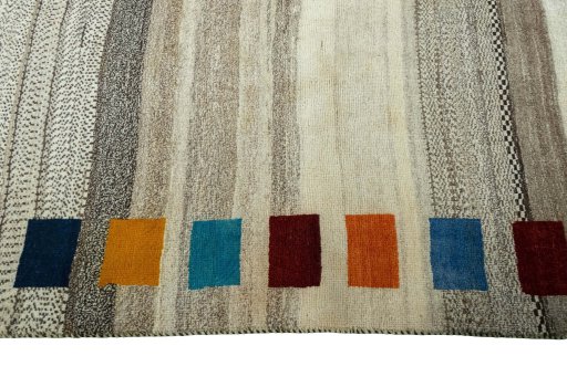 Close-up detail of 2000s Persian Gabbeh rug from Iran / Persia showing Wool weave