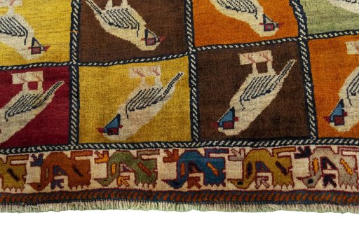 Central medallion detail of 1970s Persian Gabbeh rug from Iran / Persia
