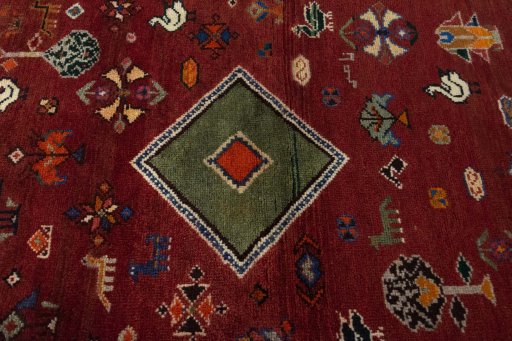 Central medallion detail of 2000s Persian Gabbeh rug from Iran / Persia
