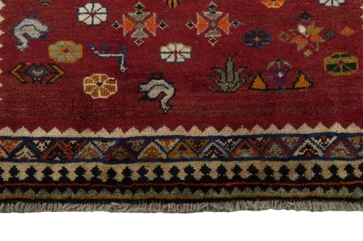 Close-up detail of 2000s Persian Gabbeh rug from Iran / Persia showing Wool weave