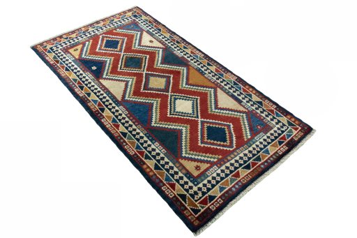 Close-up detail of 2000s Persian Gabbeh rug from Iran / Persia showing Wool weave