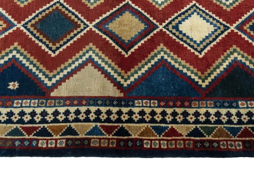 Close-up detail of 2000s Persian Gabbeh rug from Iran / Persia showing Wool weave