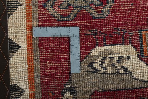 Close-up detail of 2000s Persian Gabbeh rug from Iran / Persia showing Wool weave