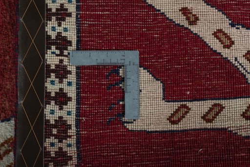 Close-up detail of 2000s Persian Gabbeh rug from Iran / Persia showing Wool weave