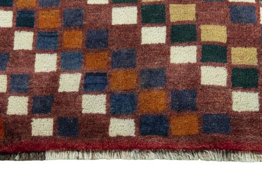 Central medallion detail of 2000s Persian Gabbeh rug from Iran / Persia
