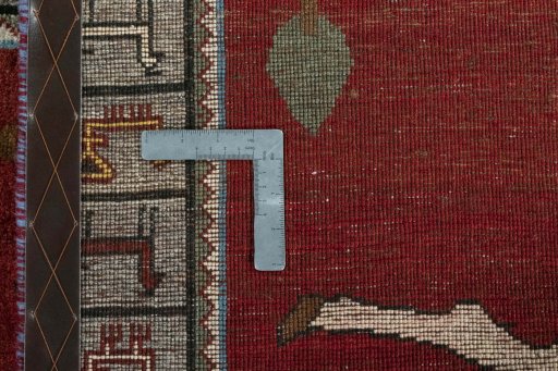 Close-up detail of 2000s Persian Gabbeh rug from Iran / Persia showing Wool weave