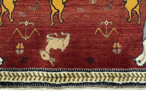 Central medallion detail of 2000s Persian Gabbeh rug from Iran / Persia