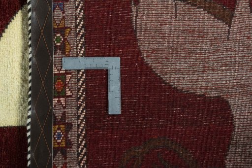 Close-up detail of 2000s Persian Gabbeh rug from Iran / Persia showing Wool weave