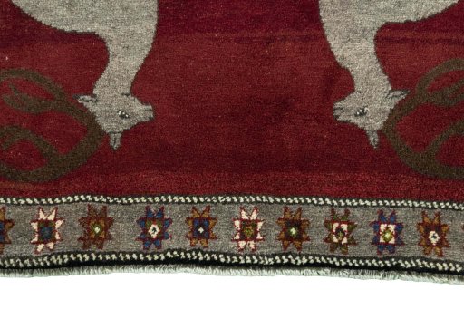 Central medallion detail of 2000s Persian Gabbeh rug from Iran / Persia