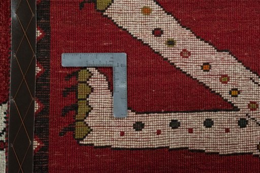 Close-up detail of 2000s Persian Gabbeh rug from Iran / Persia showing Wool weave