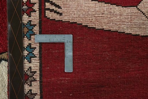 Close-up detail of 2000s Persian Gabbeh rug from Iran / Persia showing Wool weave
