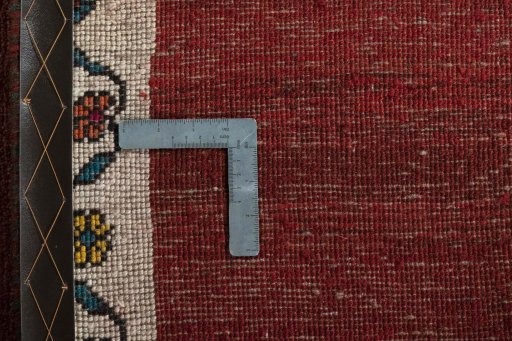 Close-up detail of 2000s Persian Gabbeh rug from Iran / Persia showing Wool weave