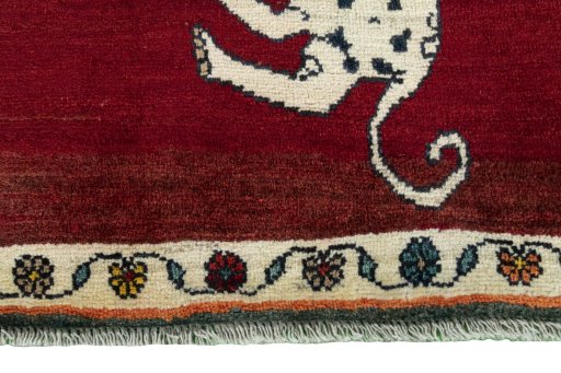 Central medallion detail of 2000s Persian Gabbeh rug from Iran / Persia