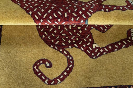 Full view of 2000s Persian Gabbeh rug from Iran / Persia, 154 × 111 cm in Yellow tones