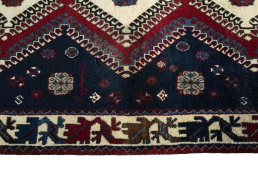 Close-up detail of 2000s Persian Gabbeh rug from Iran / Persia showing Wool weave