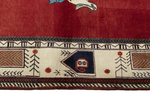 Close-up detail of 2000s Persian Gabbeh rug from Iran / Persia showing Wool weave