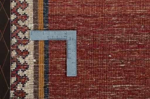 Close-up detail of 1970s Persian Gabbeh rug from Iran / Persia showing Wool weave