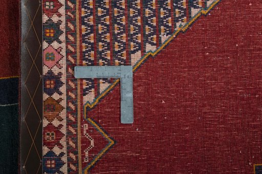 Close-up detail of 2000s Persian Gabbeh rug from Iran / Persia showing Wool weave