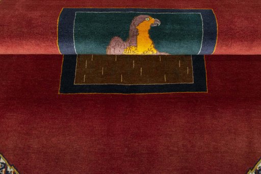 Full view of 2000s Persian Gabbeh rug from Iran / Persia, 171 × 132 cm in Red tones