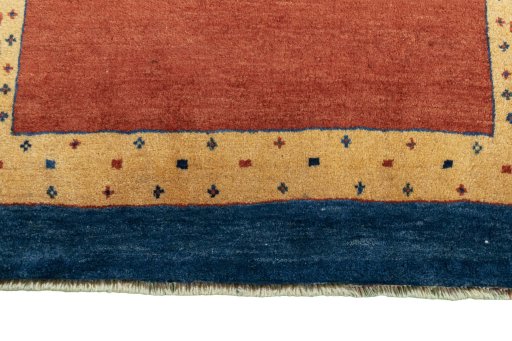 Central medallion detail of 2000s Persian Gabbeh rug from Iran / Persia