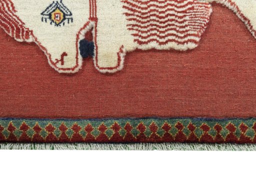 Central medallion detail of 2000s Persian Gabbeh rug from Iran / Persia