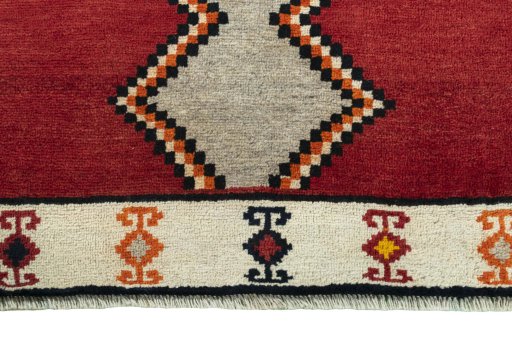 Central medallion detail of 2000s Persian Gabbeh rug from Iran / Persia