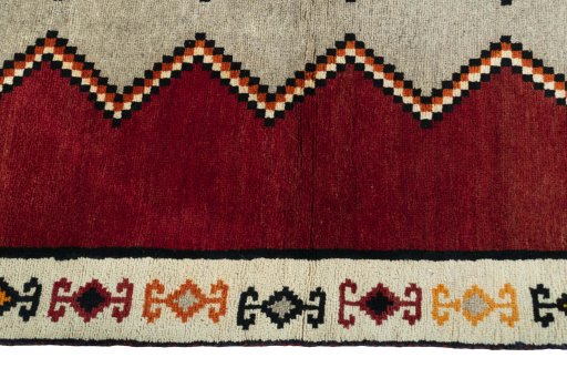 Close-up detail of 2000s Persian Gabbeh rug from Iran / Persia showing Wool weave