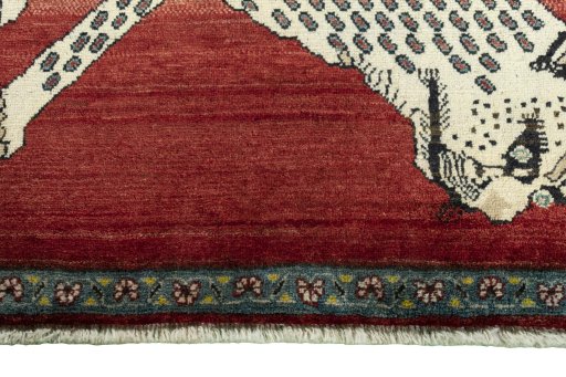 Central medallion detail of 2000s Persian Gabbeh rug from Iran / Persia