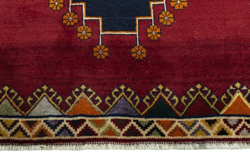 Central medallion detail of 2000s Persian Gabbeh rug from Iran / Persia