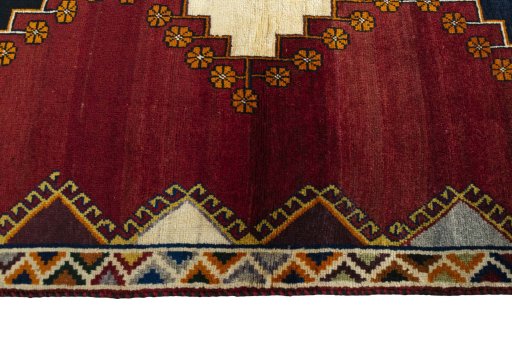 Close-up detail of 2000s Persian Gabbeh rug from Iran / Persia showing Wool weave
