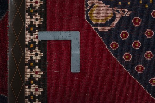 Close-up detail of 2000s Persian Gabbeh rug from Iran / Persia showing Wool weave