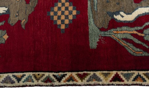 Close-up detail of 2000s Persian Gabbeh rug from Iran / Persia showing Wool weave