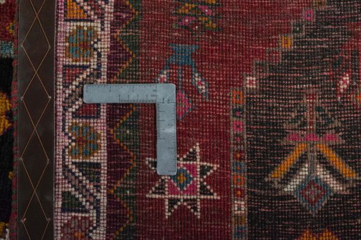 Close-up detail of 2000s Persian Gabbeh rug from Iran / Persia showing Wool weave
