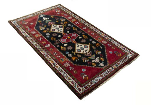Close-up detail of 2000s Persian Gabbeh rug from Iran / Persia showing Wool weave