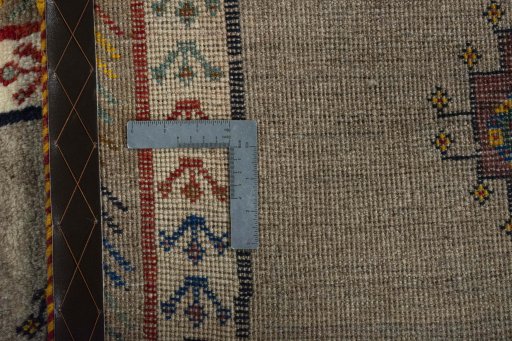 Close-up detail of 2000s Persian Gabbeh rug from Iran / Persia showing Wool weave