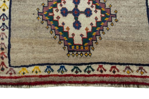 Central medallion detail of 2000s Persian Gabbeh rug from Iran / Persia