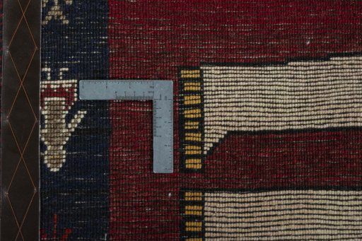 Close-up detail of 2000s Persian Gabbeh rug from Iran / Persia showing Wool weave
