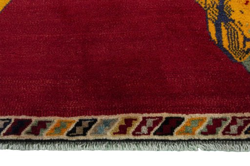 Central medallion detail of 2000s Persian Gabbeh rug from Iran / Persia